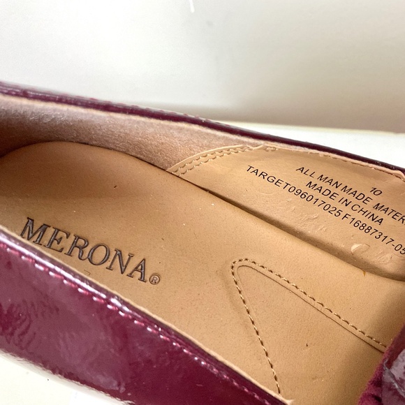 Merona Burgundy Dressy Mary Jane Faux Leather Casual Heeled Comfort Pump size 10 - Picture 12 of 14
